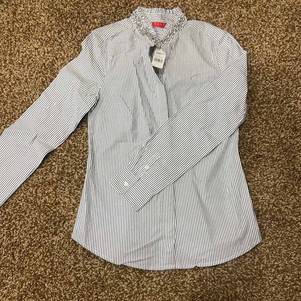 Pin-stripe button blouse